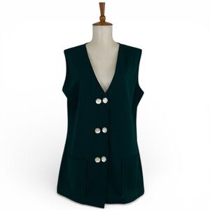 Vintage Green Vest Women’s L V-Neck‎ Knit Sleeveless Minnesota Woolen Retro